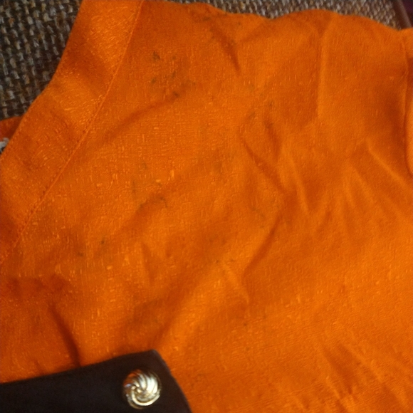 Vintage 60s 70s Orange Black  Zardozi Metallic Embroidery Short Sleeve dress - Picture 5 of 8